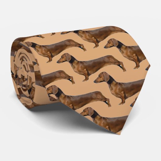 Schattigee bruine teckel stropdas (Opgerold)