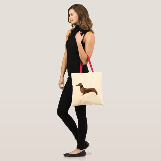 Schattigee bruine teckel tote bag (Voorkant (model))