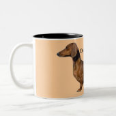 Schattigee bruine teckel tweekleurige koffiemok (Links)