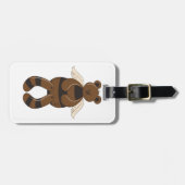 Schattigee bruine teddybeer met engelenvleugels bagagelabel (Voorkant horizontaal)