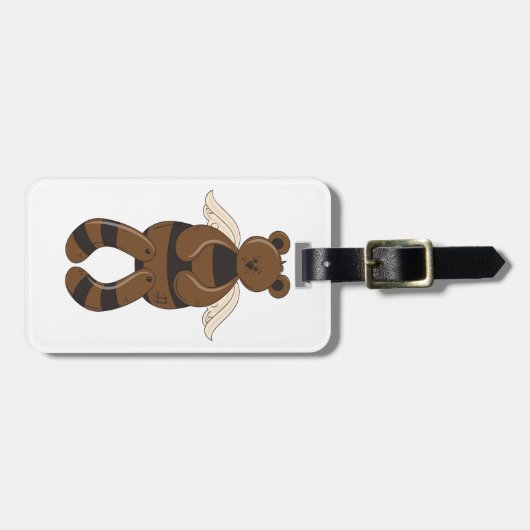 Schattigee bruine teddybeer met engelenvleugels bagagelabel (Voorkant horizontaal)