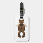 Schattigee bruine teddybeer met engelenvleugels bagagelabel (Voorkant verticaal)