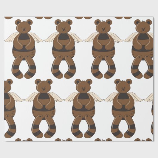 Schattigee bruine teddybeer met engelenvleugels cadeaupapier (Vlak)