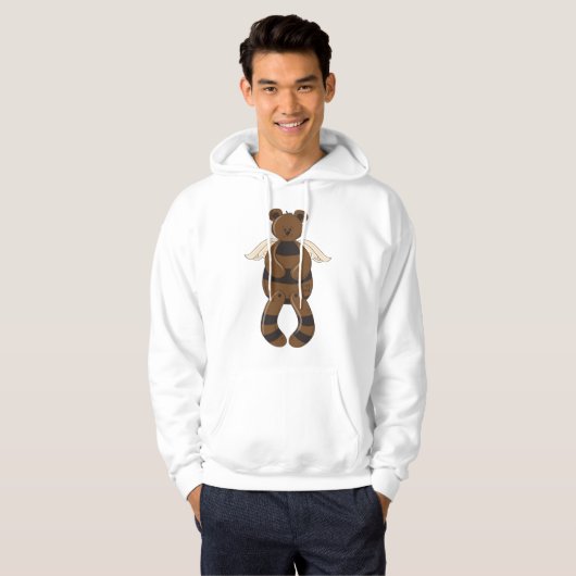 Schattigee bruine teddybeer met engelenvleugels hoodie (Voorkant volledig)