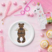 Schattigee bruine teddybeer met engelenvleugels papieren bordje (Feest)