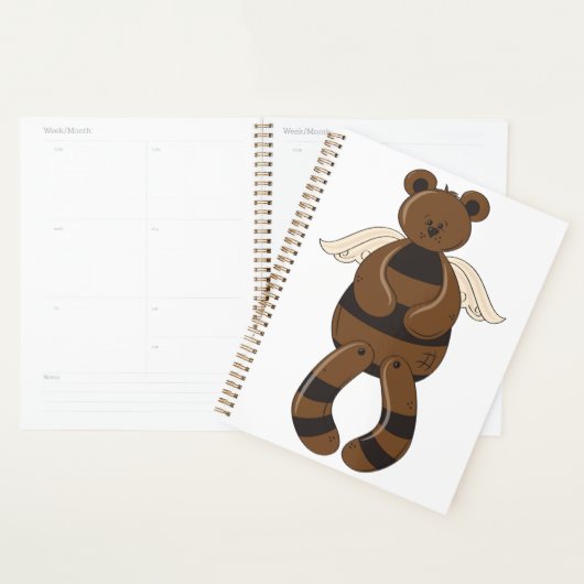 Schattigee bruine teddybeer met engelenvleugels planner (Display)