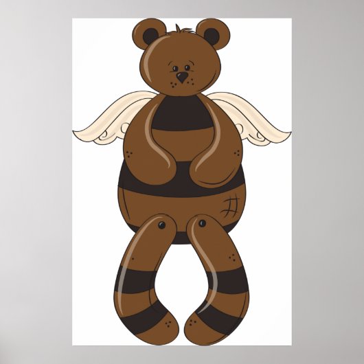 Schattigee bruine teddybeer met engelenvleugels poster (Voorkant)