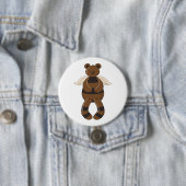 Schattigee bruine teddybeer met engelenvleugels ronde button 7,6 cm (In situ)