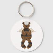 Schattigee bruine teddybeer met engelenvleugels sleutelhanger (Voorkant)