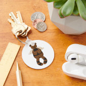 Schattigee bruine teddybeer met engelenvleugels sleutelhanger