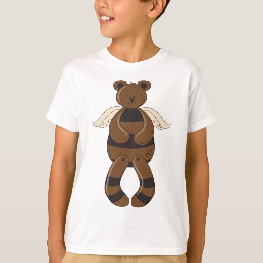 Schattigee bruine teddybeer met engelenvleugels t-shirt (Voorkant)