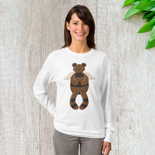 Schattigee bruine teddybeer met engelenvleugels t-shirt