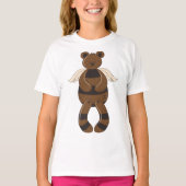 Schattigee bruine teddybeer met engelenvleugels t-shirt (Voorkant)