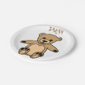 Schattigee bruine teddybeer verjaardagsnaam papieren bordje (Gekanteld)