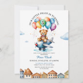 Schattigee bruine teddybeer Vliegtuig 5e Verjaarda Kaart (Voorkant)