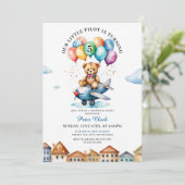 Schattigee bruine teddybeer Vliegtuig 5e Verjaarda Kaart (Staand voorkant)