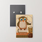 Schattigee Bruine Uil Leraar Rechthoekige Button (Voorkant / Achterkant)