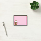 Schattigee bruine uil met roze vleugels post-it® notes (Kantoor)