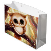 Schattigee bruine uil op een tak groot cadeauzakje (Achterkant Gekanteld)