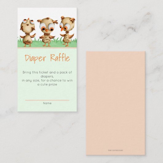 Schattigee bruine uilen Baby shower luier Raffle Informatiekaartje (Voorkant / Achterkant)