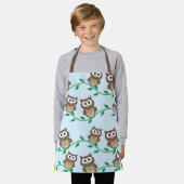 Schattigee bruine uilen op takken blauw schort (Gedragen)