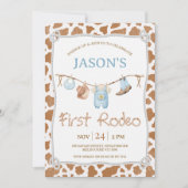 Schattigee bruine waslijn eerste rodeo 1e verjaard kaart (Voorkant)