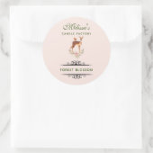 Schattigee bruine Waterverf herten rustieke kaarsz Ronde Sticker (Tas)