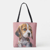 SCHATTIGEE BRUINE & WITTE BEAGLE PUPPY HOND TOTE BAG (Achterkant)