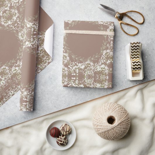 Schattigee bruine witte bloem cadeaupapier (Crafts)