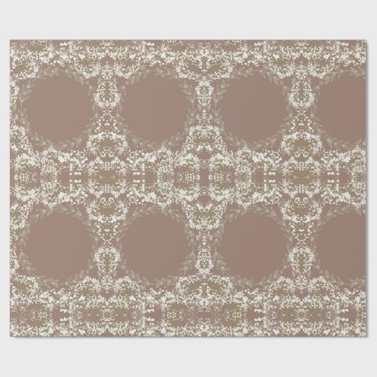 Schattigee bruine witte bloem cadeaupapier (Vlak)