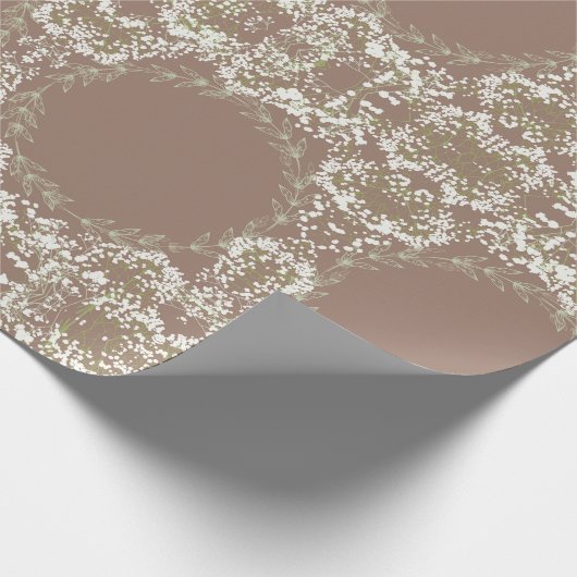 Schattigee bruine witte bloem cadeaupapier (Hoek)