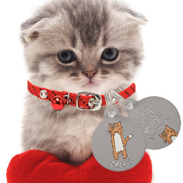 Schattigee Bruine Witte Kat Cartoon Funny Kawaii Huisdierpenning