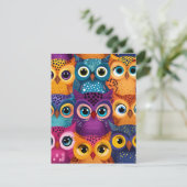 Schattigee bruisende uilen feestdagenkaart (Staand voorkant)
