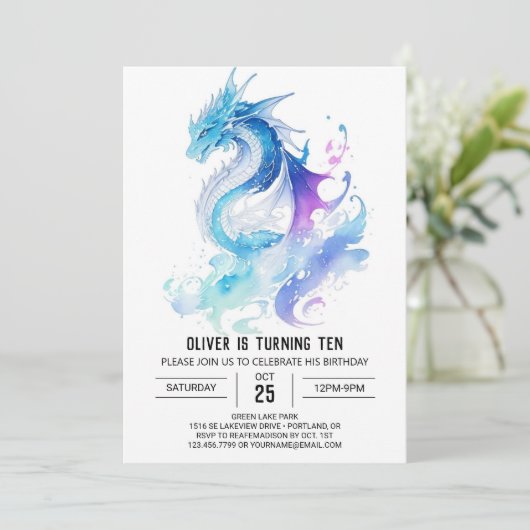 Schattigee brullende Fun Dragon Adventure Verjaard Kaart (Staand voorkant)