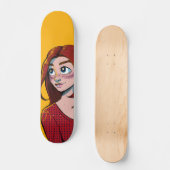 Schattigee Brunette Anime Girl Illustratie Persoonlijk Skateboard (Voorkant)