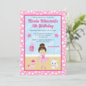 Schattigee Brunette Ballerina Kids Verjaardag Kaart (Staand voorkant)