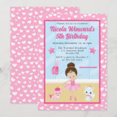 Schattigee Brunette Ballerina Kids Verjaardag Kaart (Voorkant / Achterkant)