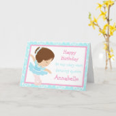 Schattigee Brunette Ballerina Verjaardag Kaart (Gele Bloem)