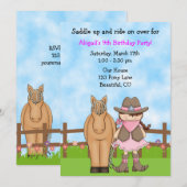 Schattigee Brunette Cowgirl en Paard Verjaardag Ui Kaart (Voorkant / Achterkant)