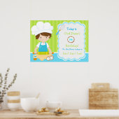 Schattigee Brunette Hair Boy Baking Verjaardag Poster (Keuken)
