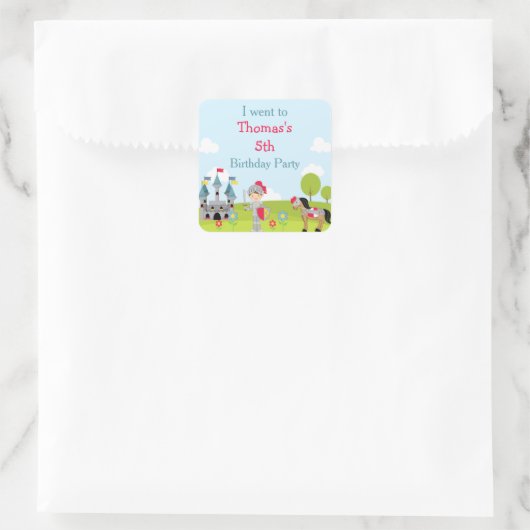 Schattigee Brunette Knight 'Ik ging naar' Vierkante Sticker (Tas)