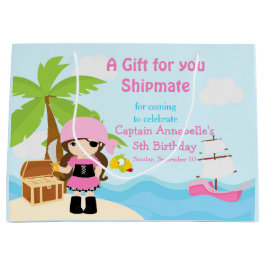 Schattigee Brunette Pirate Girl in Roze Dank U Groot Cadeauzakje
