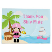 Schattigee Brunette Pirate Girl in Roze Dank U Groot Cadeauzakje (Achterkant)