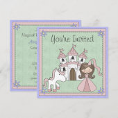 Schattigee Brunette Princess en Eenhoorn Verjaarda Kaart (Voorkant / Achterkant)