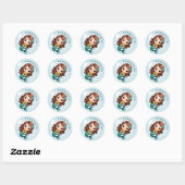 Schattigee Brunette Zeemeermin in een Bubble Perso Ronde Sticker (Vel)