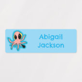 Schattigee, brutale baby octopus cartoon gepersona labels (Design 2)
