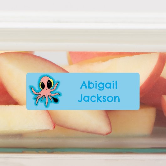 Schattigee, brutale baby octopus cartoon gepersona labels (Aangebracht)