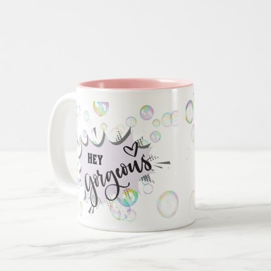 Schattigee bubbel pastel hey prachtige mok (Voorkant links)
