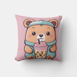 Schattigee Bubble Tea Beer Illustratie – Kawaii St Kussen