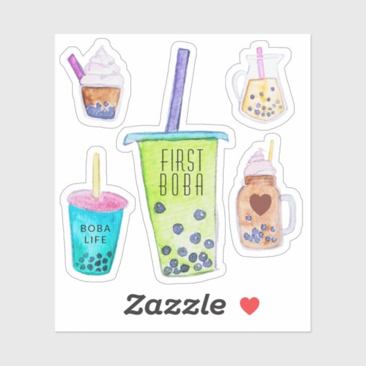 Schattigee Bubble Tea Eerste Boba Life Sticker Col (Vel)